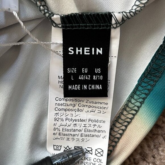 SHEIN SXY Summer Tie-Dye Print Butterfly Sexy Halter Bodycon Dress NWT Large - Picture 8 of 10